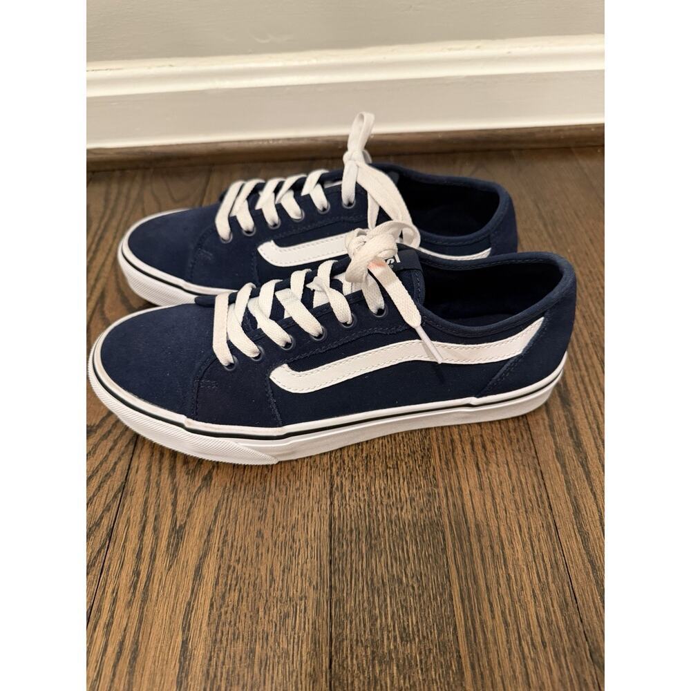 Vans Filmore Decon Shoes Mens 8 Womens 9.5 Blue White Suede Skateboarding